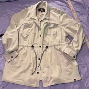 Happy Camper size 1 lightweight tan anorak jacket, drawstring waist for fit